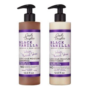 Black Vanilla Sulfate Free Shampoo and Conditioner Set for Curly,Wavy or Natural